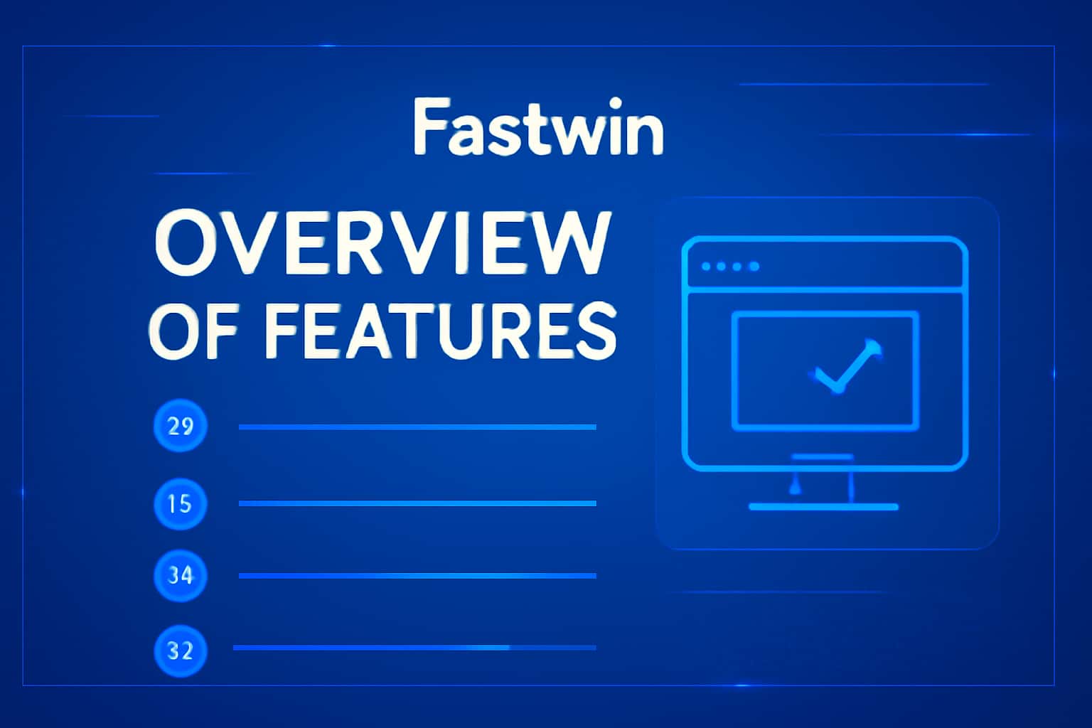 A futuristic design showcasing an overview of Fastwin features with clear typography.