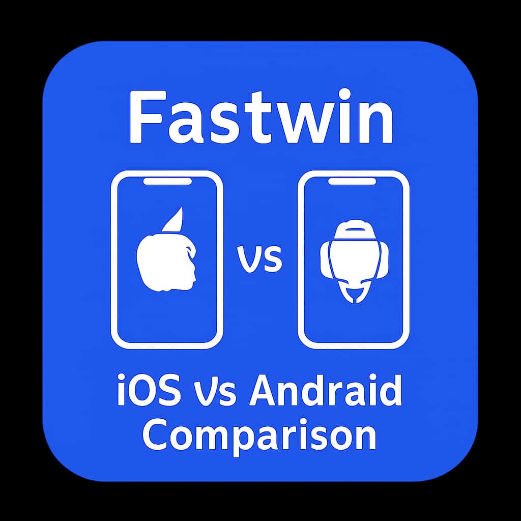 A professional badge representing the Fastwin iOS vs Android Comparison.