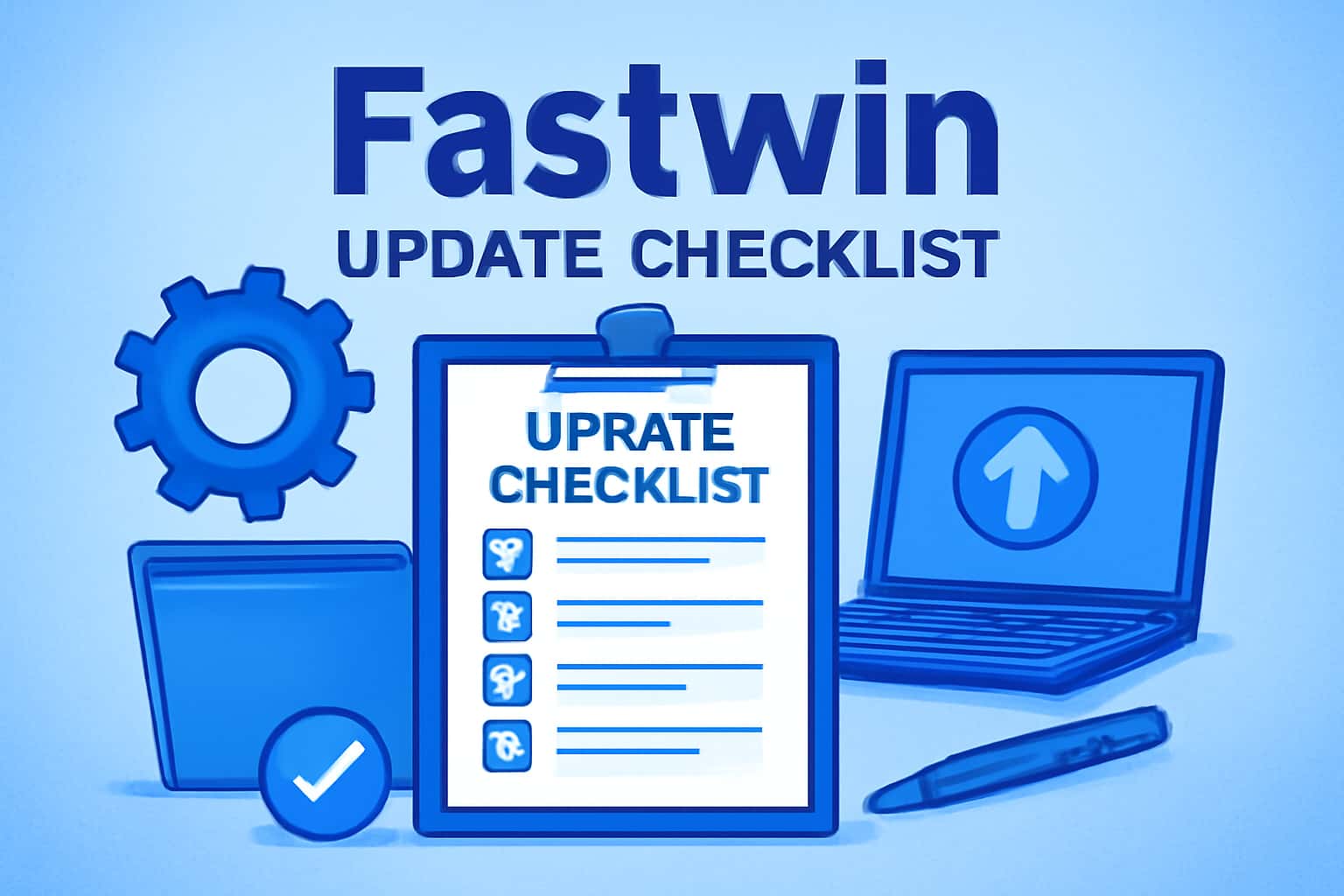 An informational graphic visualizing the Fastwin Update Checklist process.