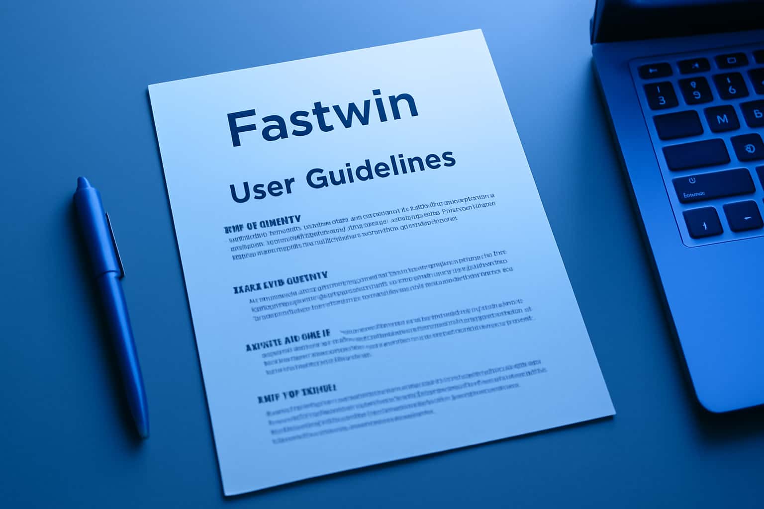 An informational scene showcasing the Fastwin User Guidelines with clear text.